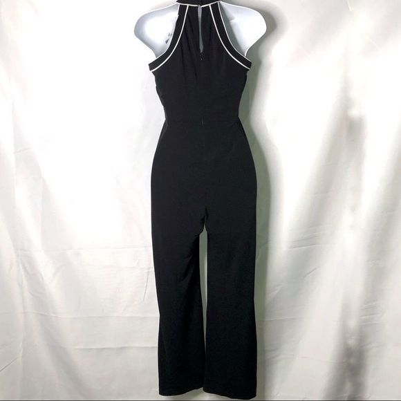 INC | Contrast-Piping Halter Jumpsuit - Picture 3 of 8